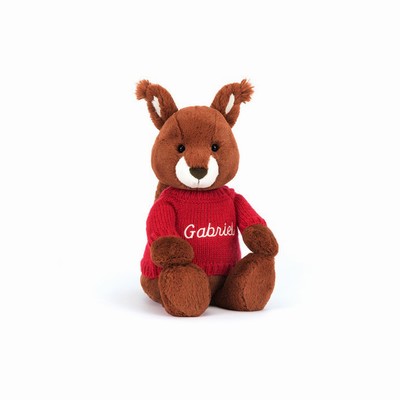 Jellycat Bashful Squirrel with Red Jumper UK | 91370CZBG